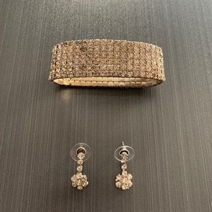 Crystal diamanté jewelry bracelet earrings set